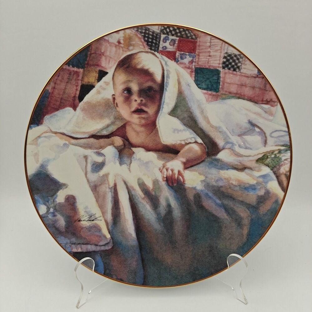 Steve Hanks Peeking Out Collector Plate Cherished Moment 1994 Hadley House #1850